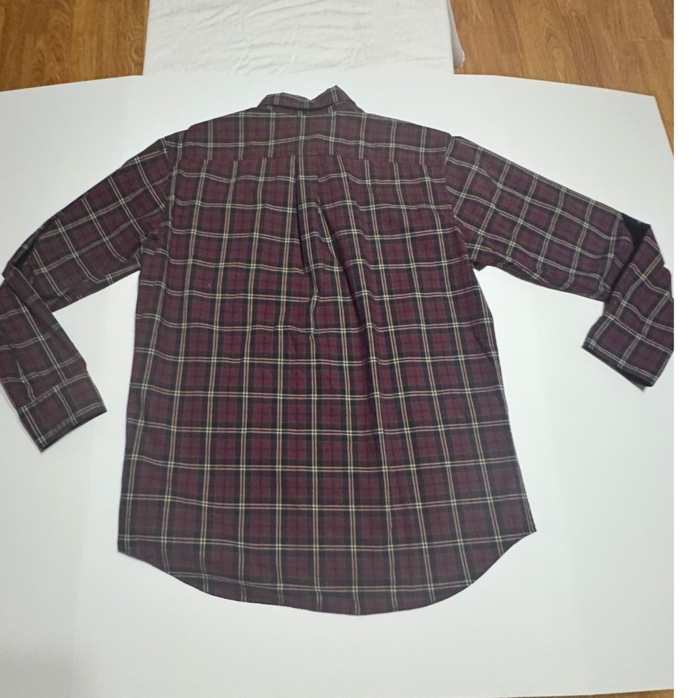 Uniqlo Mens Flannel Plaid Button Down Shirt Burgundy Navy Cream Size M